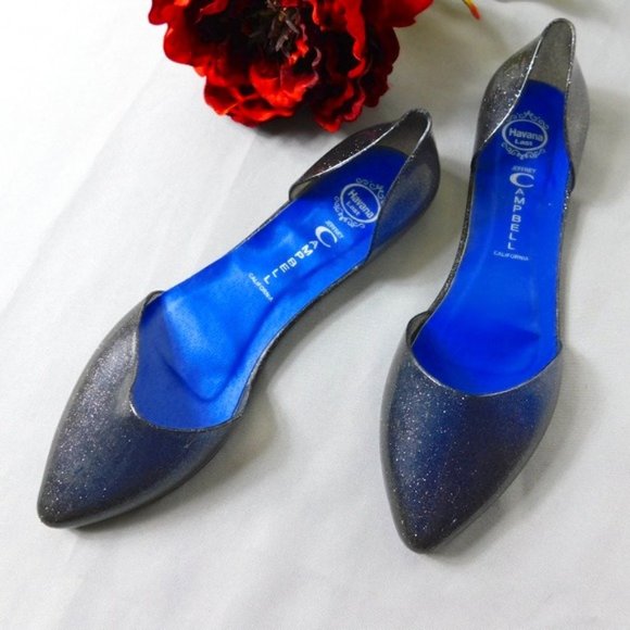 Jeffrey Campbell Havana glitter jelly flats shoes, sz 9 - Picture 4 of 10